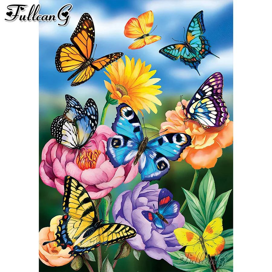 

colorful butterfly diy diamond painting full cross stitch rhinestone embroidery flower 5d mosaic picture home decor AA3484