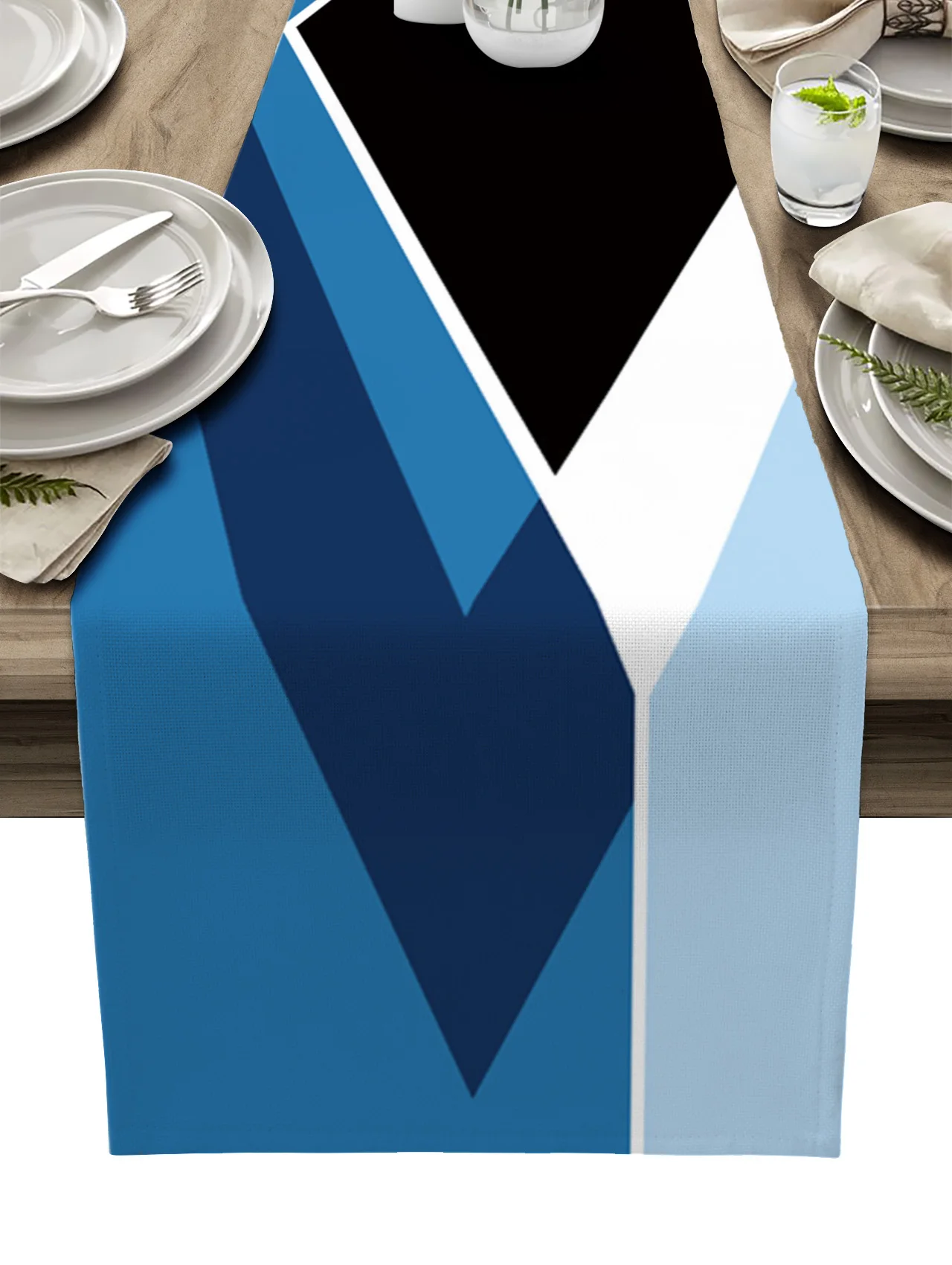 

Abstract Blue Geometric Texture Table Runner Decoration Home Decor Dinner Table Decoration Table Decor