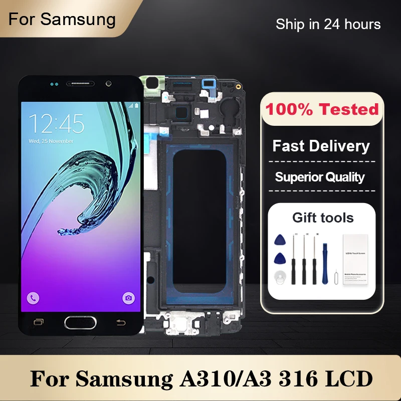 

1Pcs 4.7 Inch Amoled For Samsung Galaxy A3 2016 LCD A310 Display Touch Screen Panel Digitizer A310F A310M Assembly Free Shipping