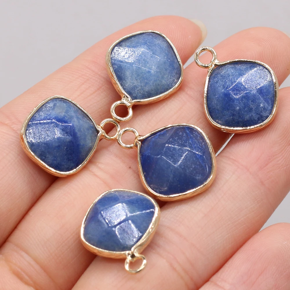 

Natural Stone Blue Aventurine Irregular Round Faceted Pendant For Jewelry MakingDIY Necklace Earring Accessory Charm Gift15x20mm