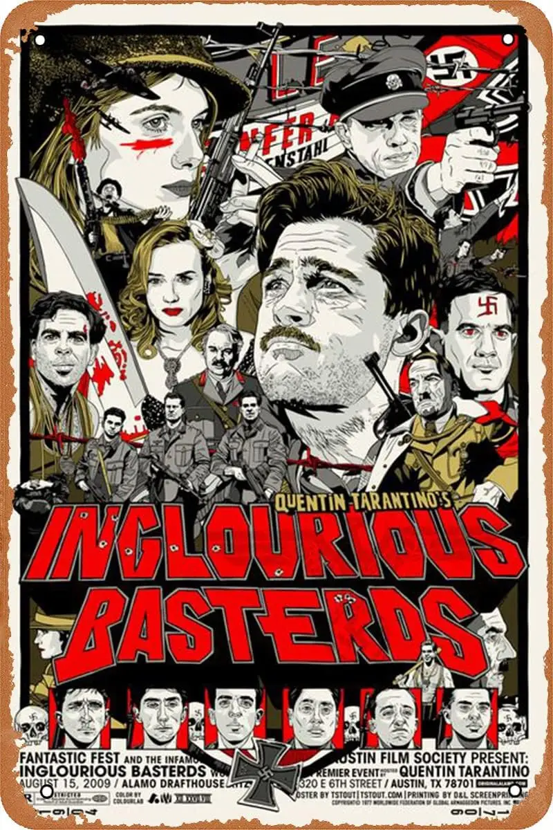 Фото q1, постер «Inglourious Basterds», винтажная жестяная вывеска из фильма, металлическая вывеска в стиле ретро, домашний бар, паб, человек, пещера, украшение для фермерского дома, металлический Po №1