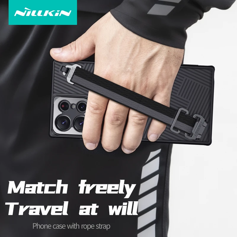 

For Samsung Galaxy S23 Ultra Case Nillkin Wrist Strap Case Anti-falling Detach Rope Strap Back Cover For Galaxy S23 Ultra