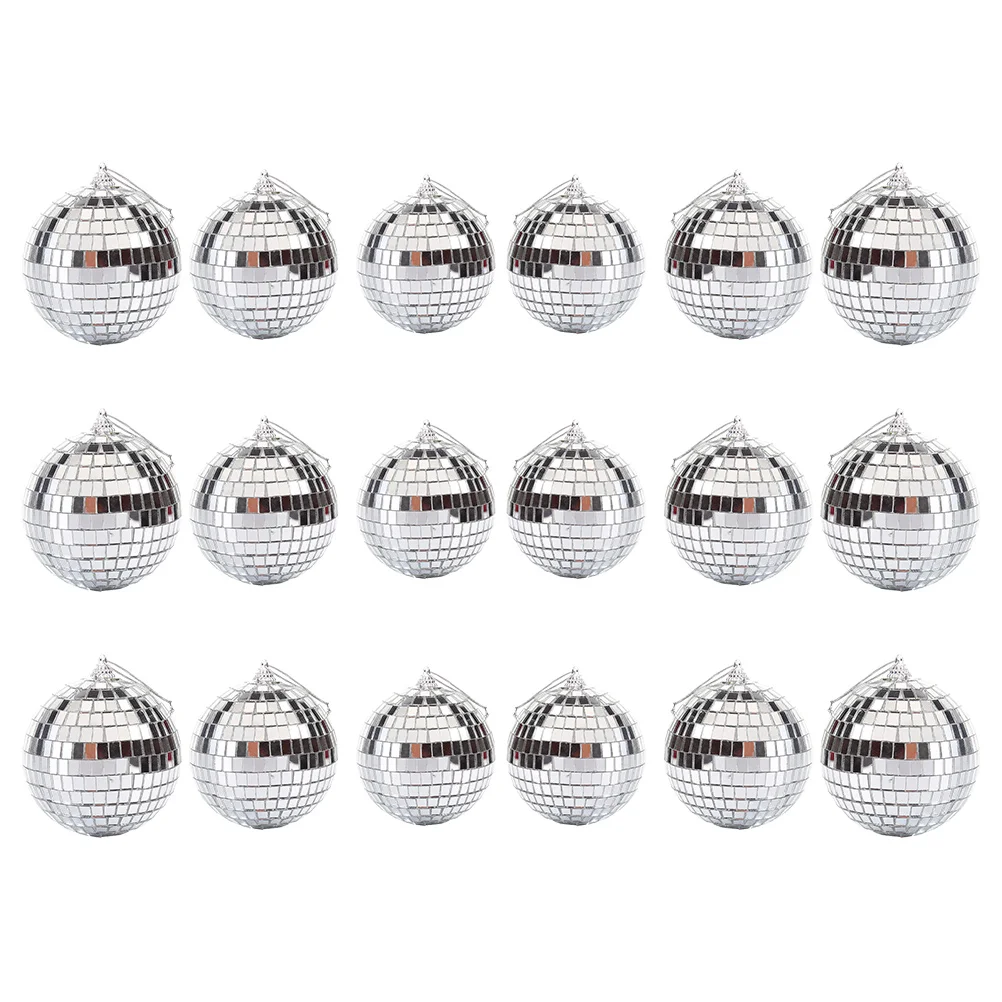 

18pcs Christmas Tree Mirror Disco Ball Hanging Pendants Silver Disco Mirror Balls Decors