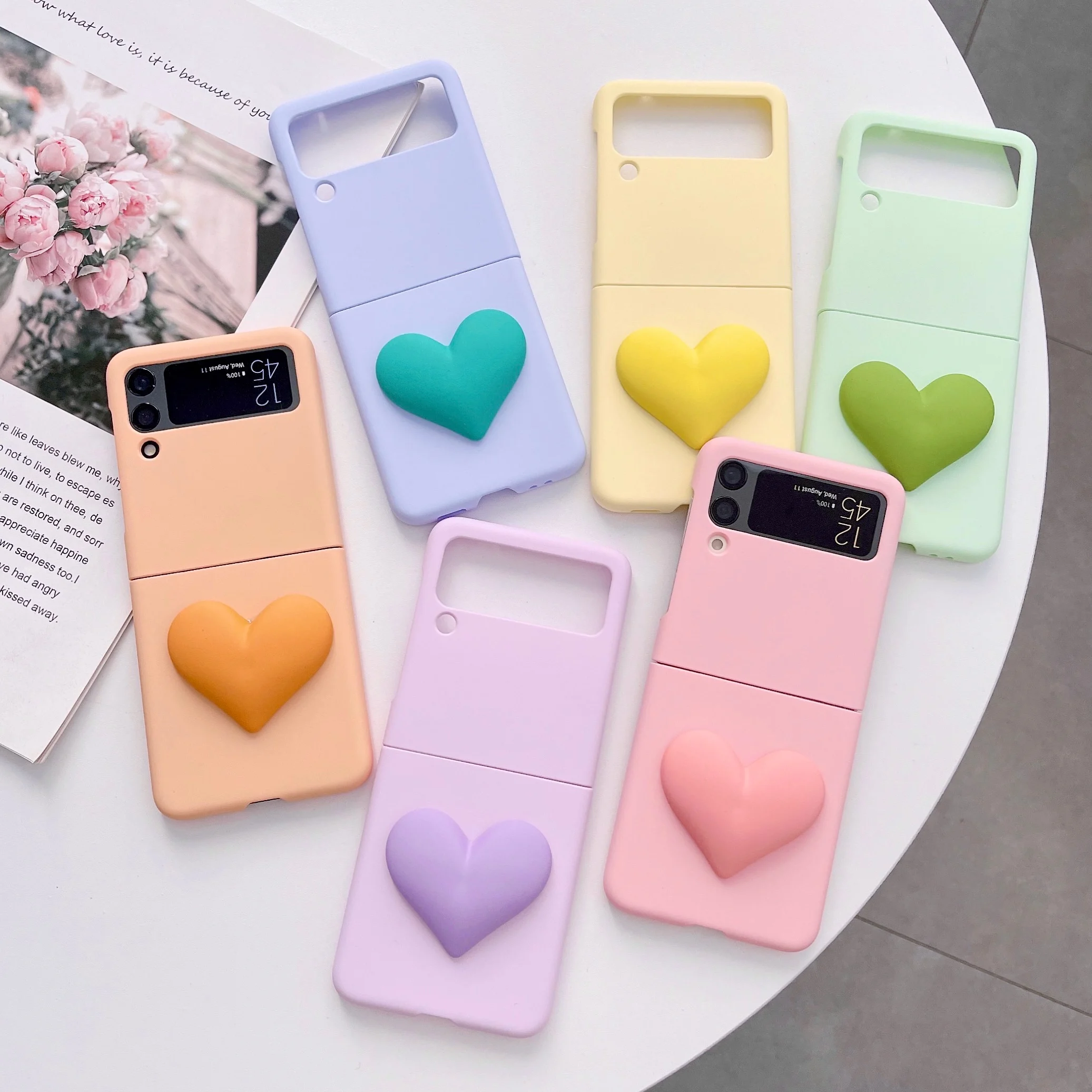 

USLION Love Case For Samsung Galaxy Z Flip 3 5G Full Protection Ultra Thin Hard PC Shockproof Phone Cover For Samsung Z Flip3 5G