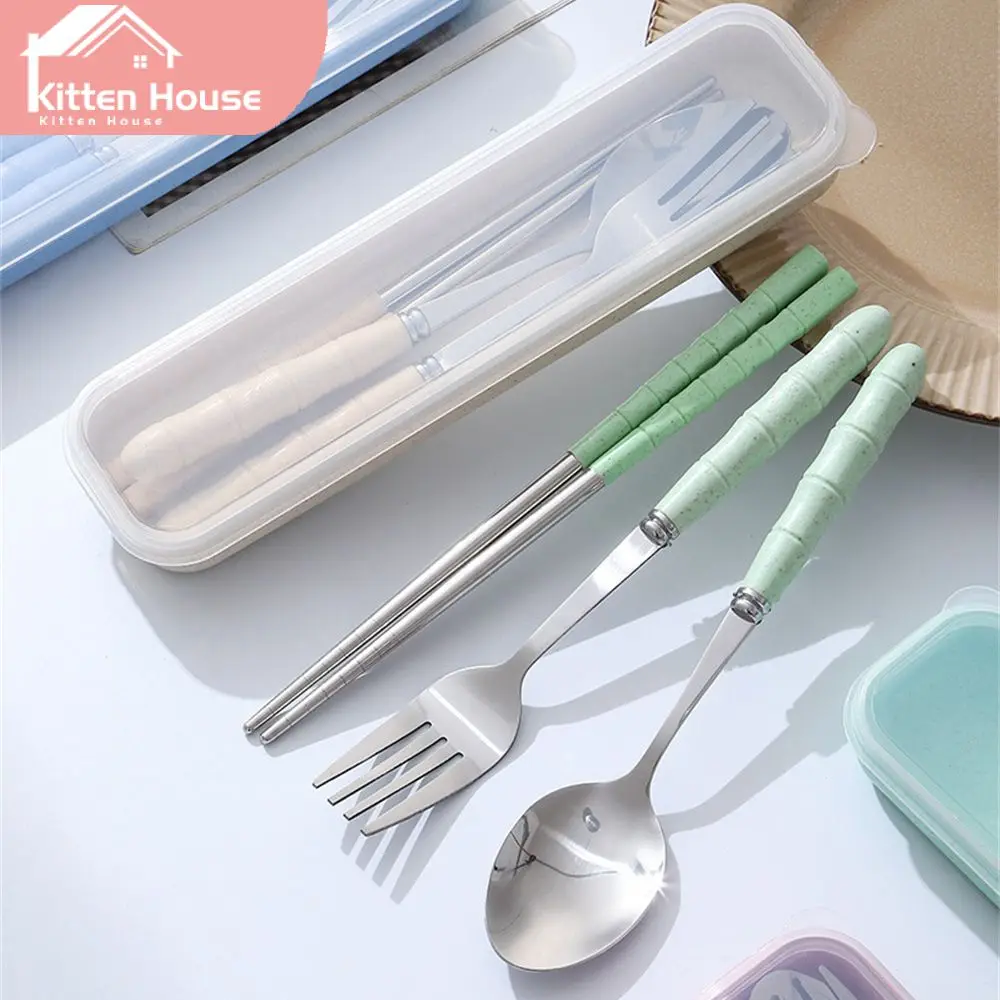 

Portable Bamboo Handle Tableware Travel Camping Tableware Set Not Easily Harmful To The Oral Cavity Fashionable And Interesting