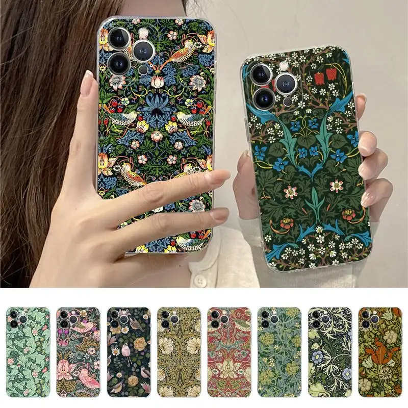 

William Morris Strawberry Thief Design Phone Case For iPhone 14 11 12 13 Mini Pro XS Max Cover 6 7 8 Plus X XR SE 2020 Shell