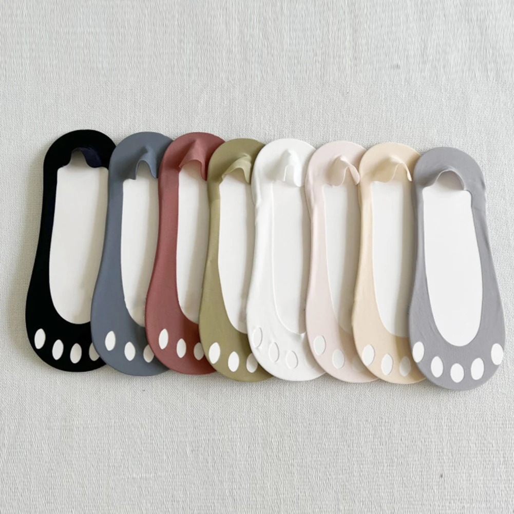 

1Pair Breathable Women Silicone non-slip invisible Summer Spring Ice Silk Boat Socks Cotton Slipper No show Sock Toe Out Socks
