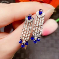 meibapj luxury sri lanka sapphire gemstone drop earrings real 925 silver fashion earrings fine charm jewelry for women