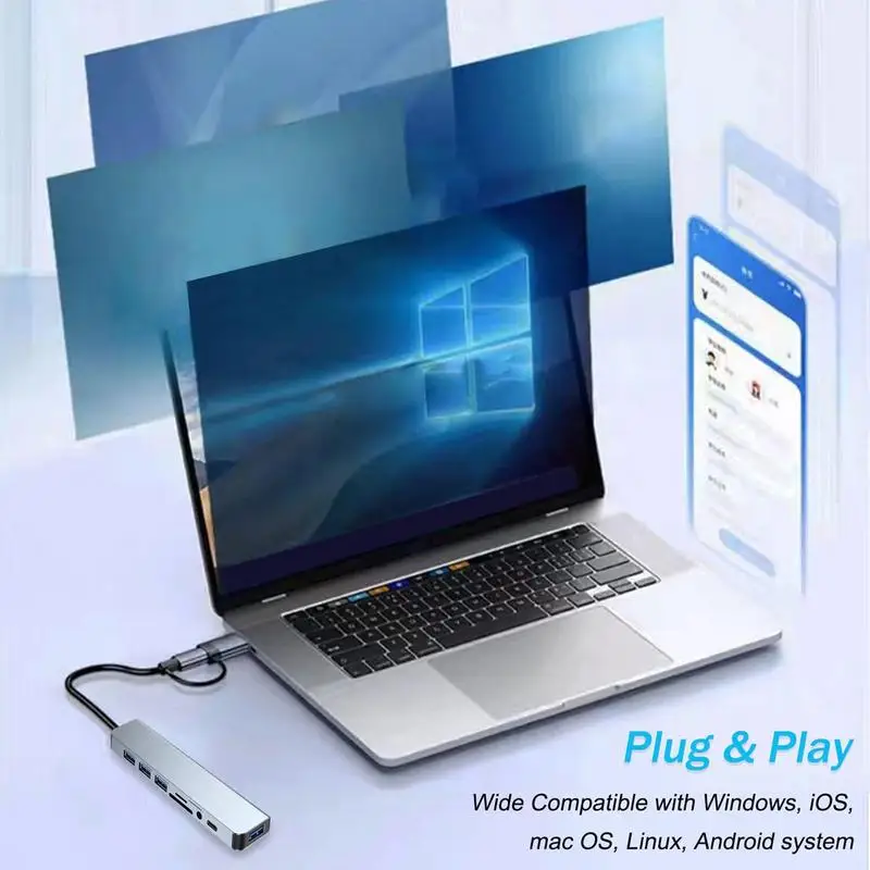 USB-разветвитель 8-в-1 с 4 USB-портами и 1 USB-портом