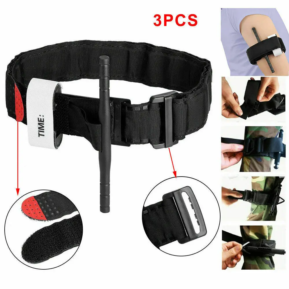

3 Pack Outdoor Tourniquet First Aid Tactical Life Saving Hemorrhage Control Single-Handed Operation of Hemostatic Bandage