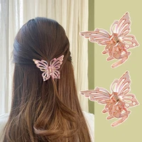 2022 new hair claw sweet fairy butterfly hairpin solid color transparent styling tools barrettes for women girls hair clip