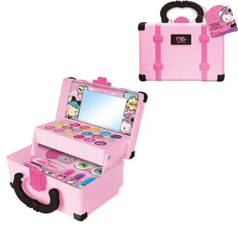 

Easy To Wash Off Girls Birthday Gift Compact Kids Toys Role Play Washable Makeup Bag Trend Non-toxic Pretend Toys Safety Cute