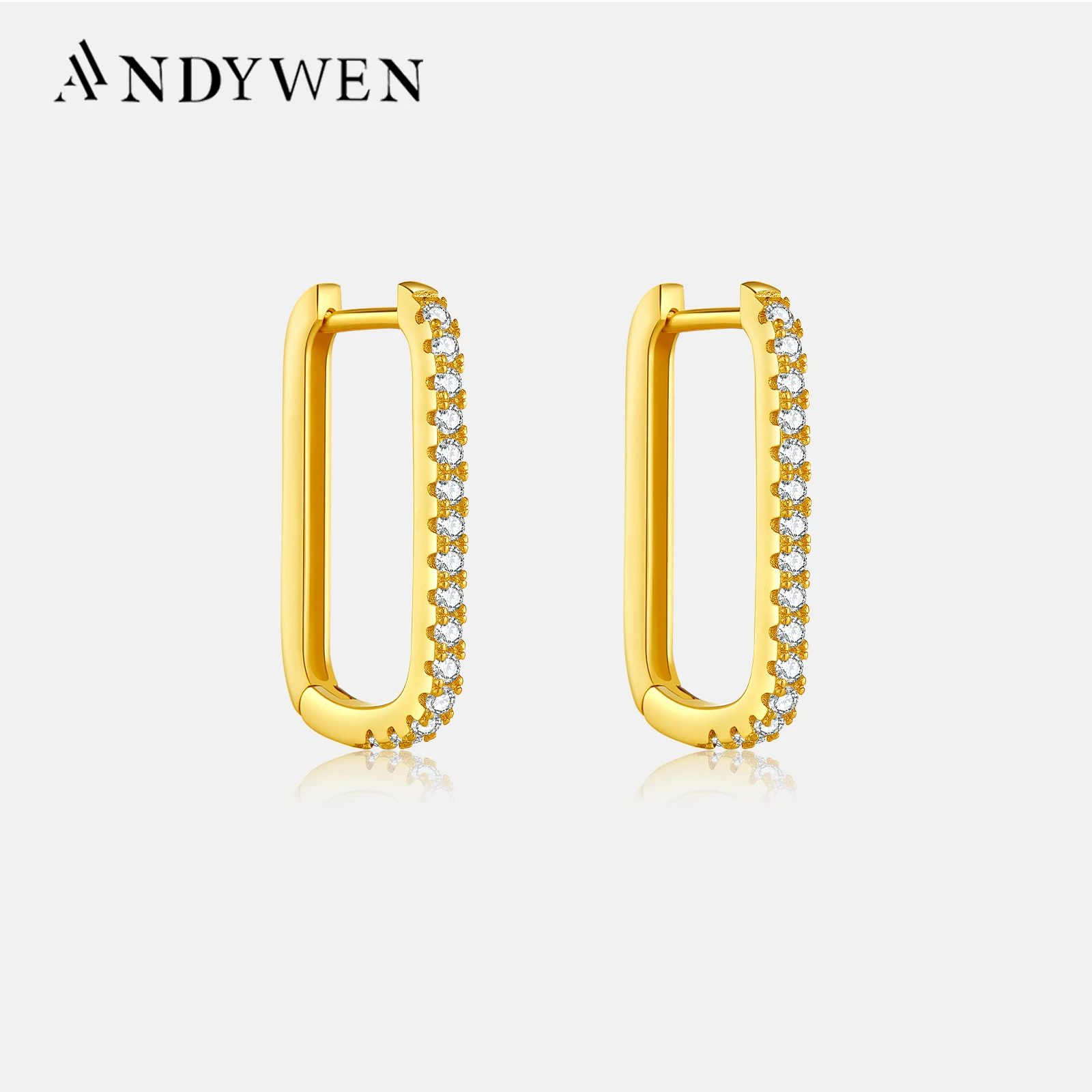 Серьги-кольца женские из серебра 925 пробы с кристаллами