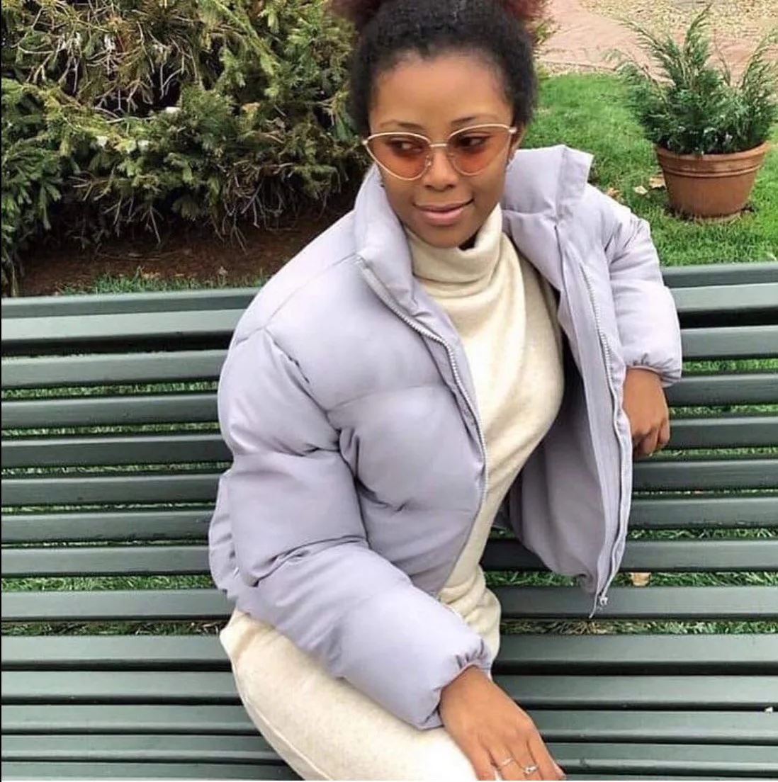 2022 Fashion coat, solid color, standard collar, oversized short jacket, winter and autumn women's down jacket