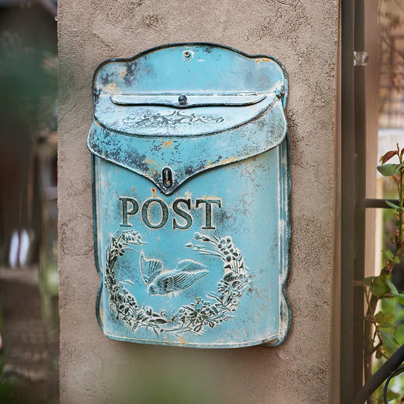Mailboxes Outside Vintage Letter Box Garden Wall Mounted Storing Messages Case Retro Metal Farmhouse Post Decoration Green Post