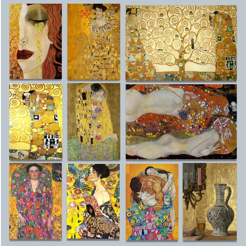 

Древо жизни Густава Климта поцелуй Картина на холсте искусство скандинавские постеры и искусство для гостиной домашний декор