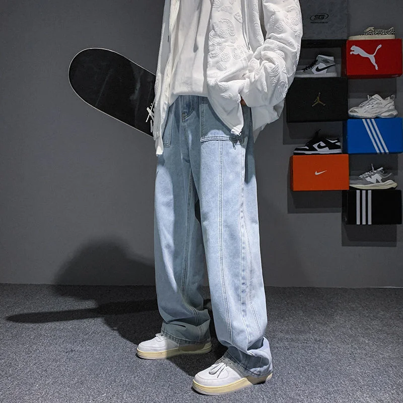 Purple Blue Black Baggy Jeans Men Fashion Casual Straight Jeans Men Streetwear Loose Hip Hop Denim Pants Mens Trousers M-5XL