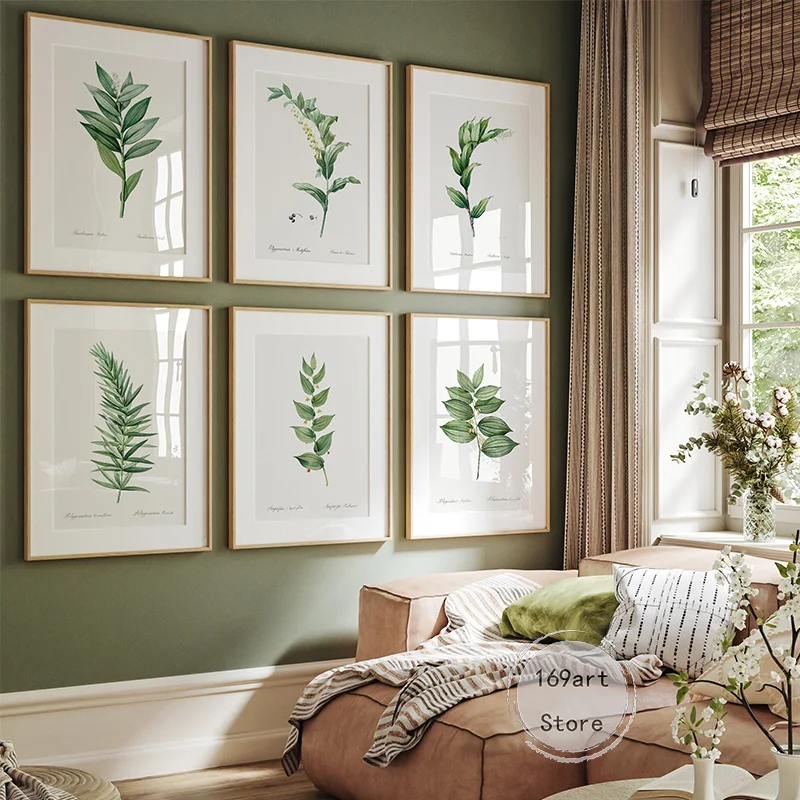 Ботанический минималистский папоротник винтажные дикие цветы галерея картина