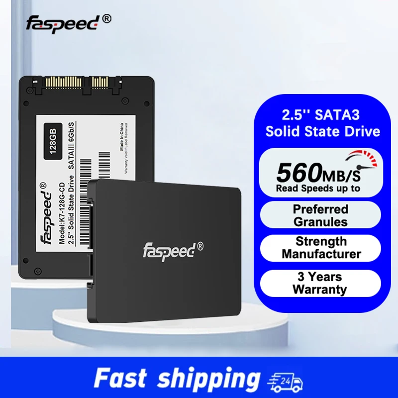 Faspeed 10 шт. 2.5 Sata 3 SSD 1 ТБ 512 ГБ Жесткий диск 256 128 Твердотельный накопитель Настольный