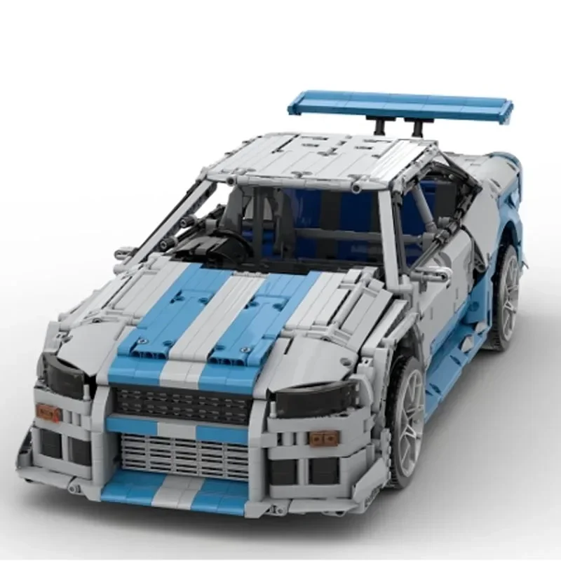 Фото Новый Moc масштаб 1:8 Skyline GT-R R34 суперкар гоночный автомобиль спортивная модель строительный блок кирпичи игрушки для детей подарки на день рождения мальчик №2