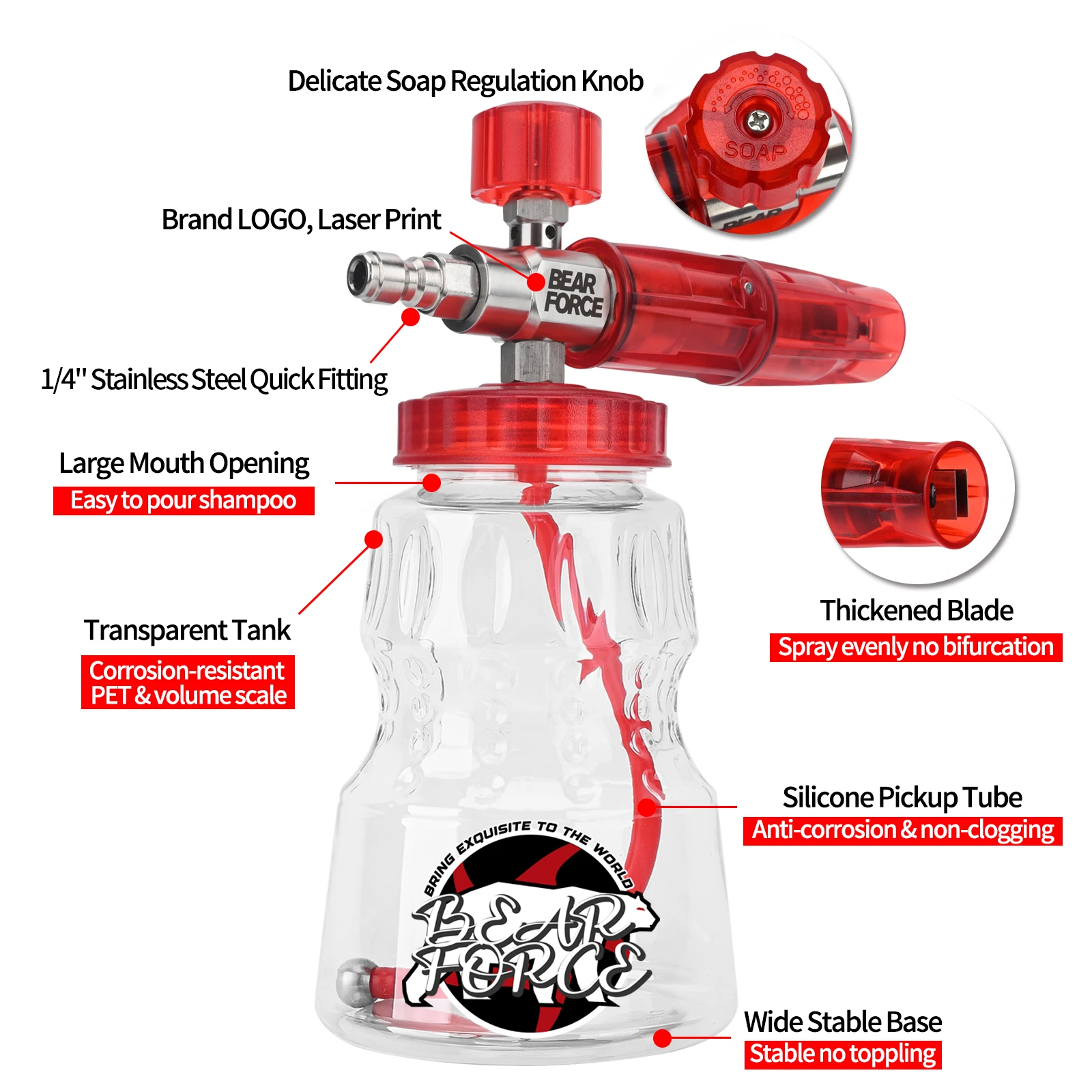 Пенная насадка для автомойки пенораспылитель из нержавеющей стали Karcher Bosche Bort Huter