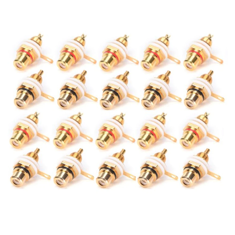 

20Pcs Gold Plated RCA Terminal Jack Plug Female Socket Chassis Panel Connector for Amplifier Speaker