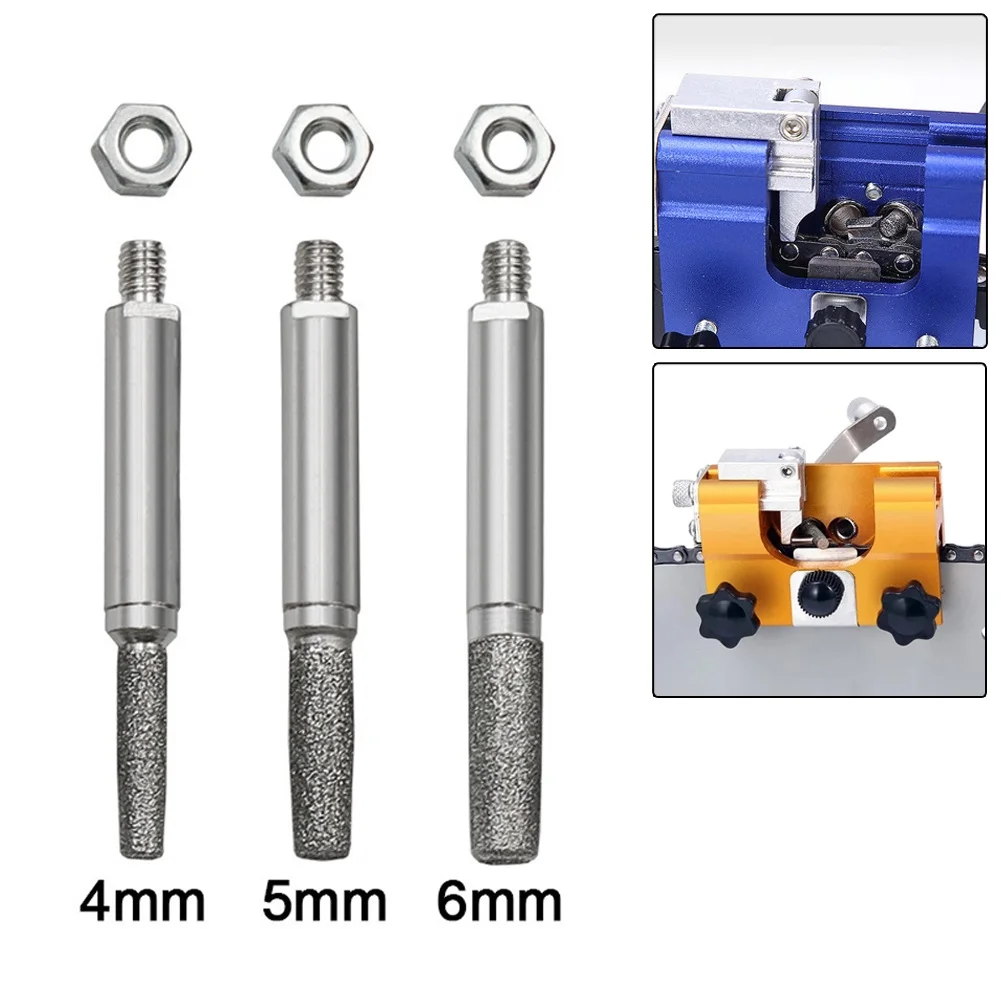 

4/5/6mm Chainsaw Sharpener Grinding Head Diamond Coated Cylindrical Burr Stone Carving Grinding Tool Abrasive Tools