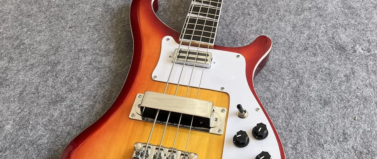 Электрическая гитара Rick Buckbass деревянный корпус с изображением цветущего персика