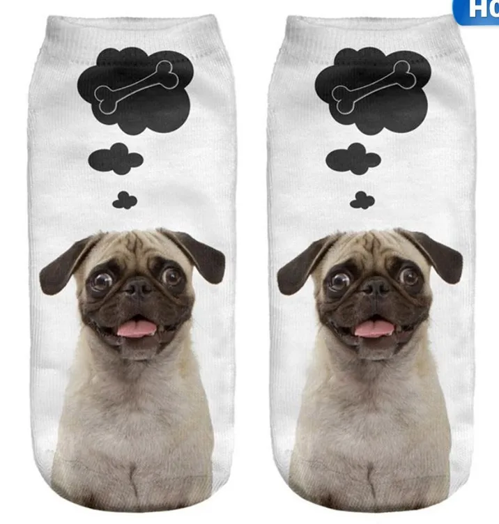 

3D Printing Pet Dog Children Socks Design Fashion Unisex Boys Girls Christmas Gift Socks Low Ankle Funny Sock for 8-16Y Kids