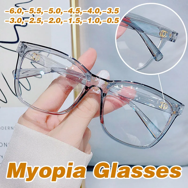 

[-600 To 0] Women's Myopia Glasses Clear Frame Anti Blue Light Myopia Glasses for Computer