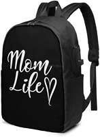 mom life heart casual school bag business laptop school simplicity bookbag with outfit usb charging port fit 17 in
