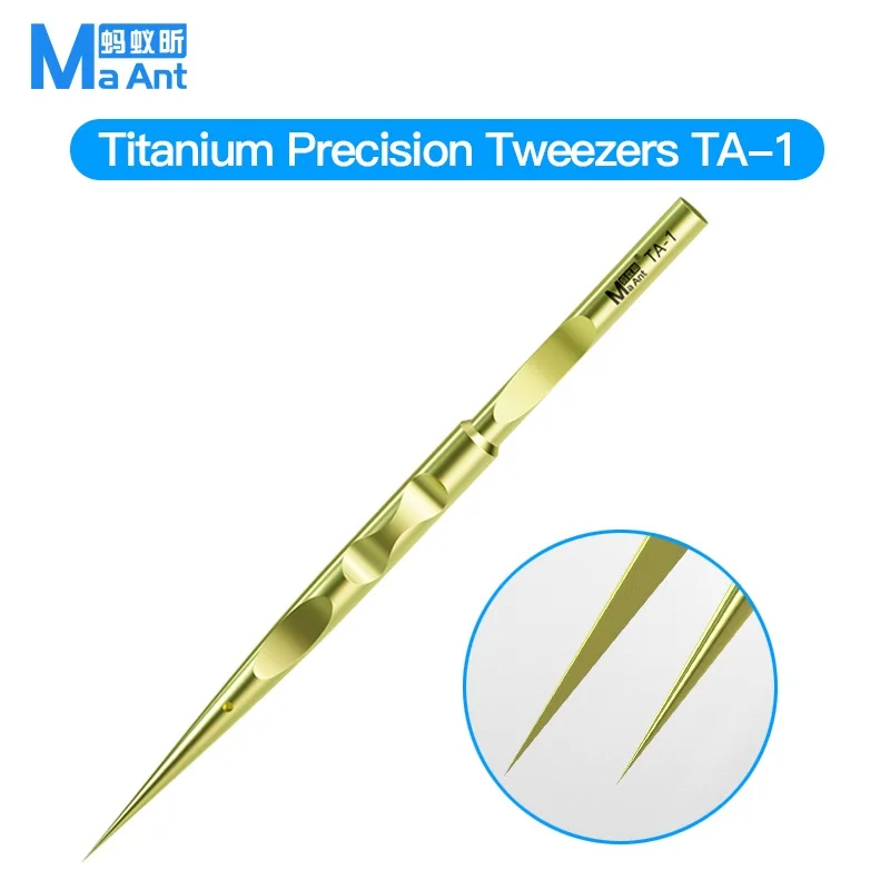 

Anti Magnetic MaAnt Titanium Precision Tweezers TA-01 TA-02 Straight Curve Tips Clamping Strong Hardness Phone Maintenance Tool