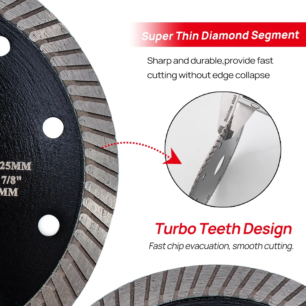 DT-DIATOOL 2pcs/pk Diamond Narrow Turbo Multi Hole Cutting Disc Circular Saw Blade for Granite Marble Dia 180mm+230mm images - 6