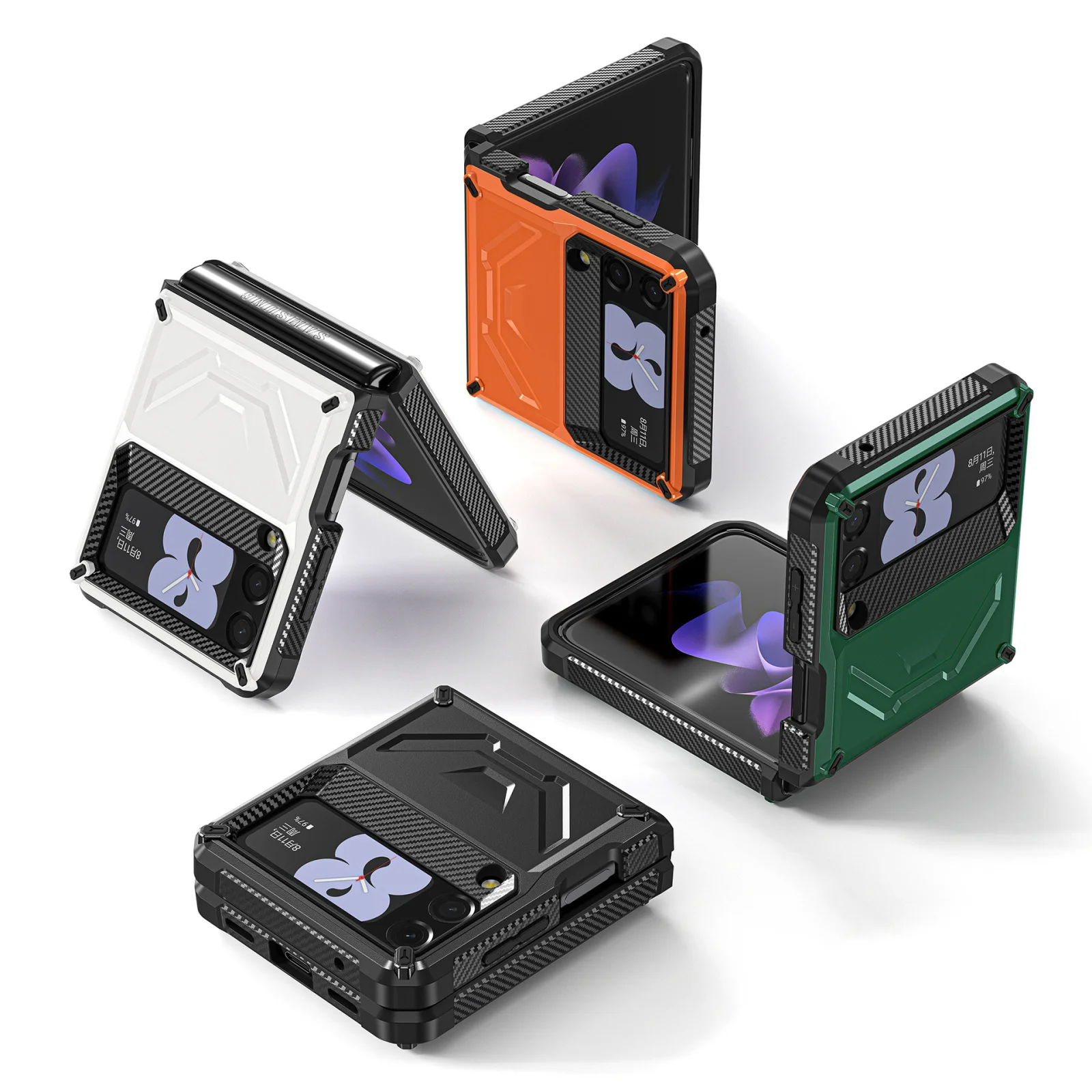Shockproof Armor Case for Samsung Galaxy Z Fold Flip 4 5G Hard PC Smartphone Phone Case with Hinge Pen Slot Protection Cover