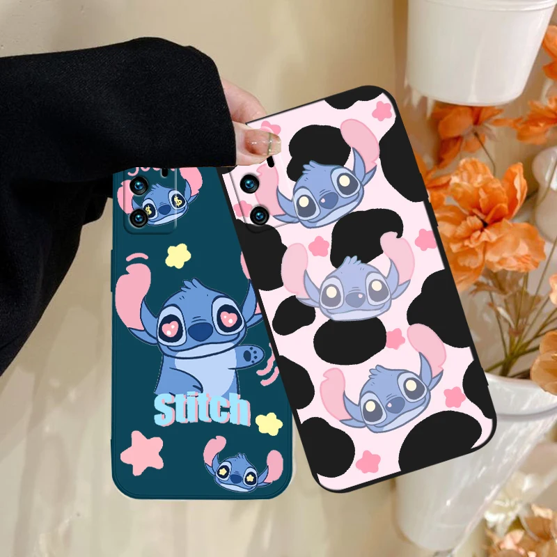 

Cartoon Lilo Stitch Phone Case For OPPO A72 A57 A54S A53S A52 A31 A16S A9 A5 A1K A12 AX7 F21 F9 A5 Liquid Rope Funda Cover Soft
