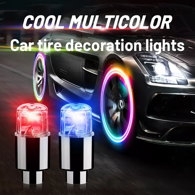 

2PC Unversal Car Motorcycle Wheel Tire Tyre Air Valve Cap Spoke Neon LED Flash Hum Light Lamp Blue Red Color Styling Accessories