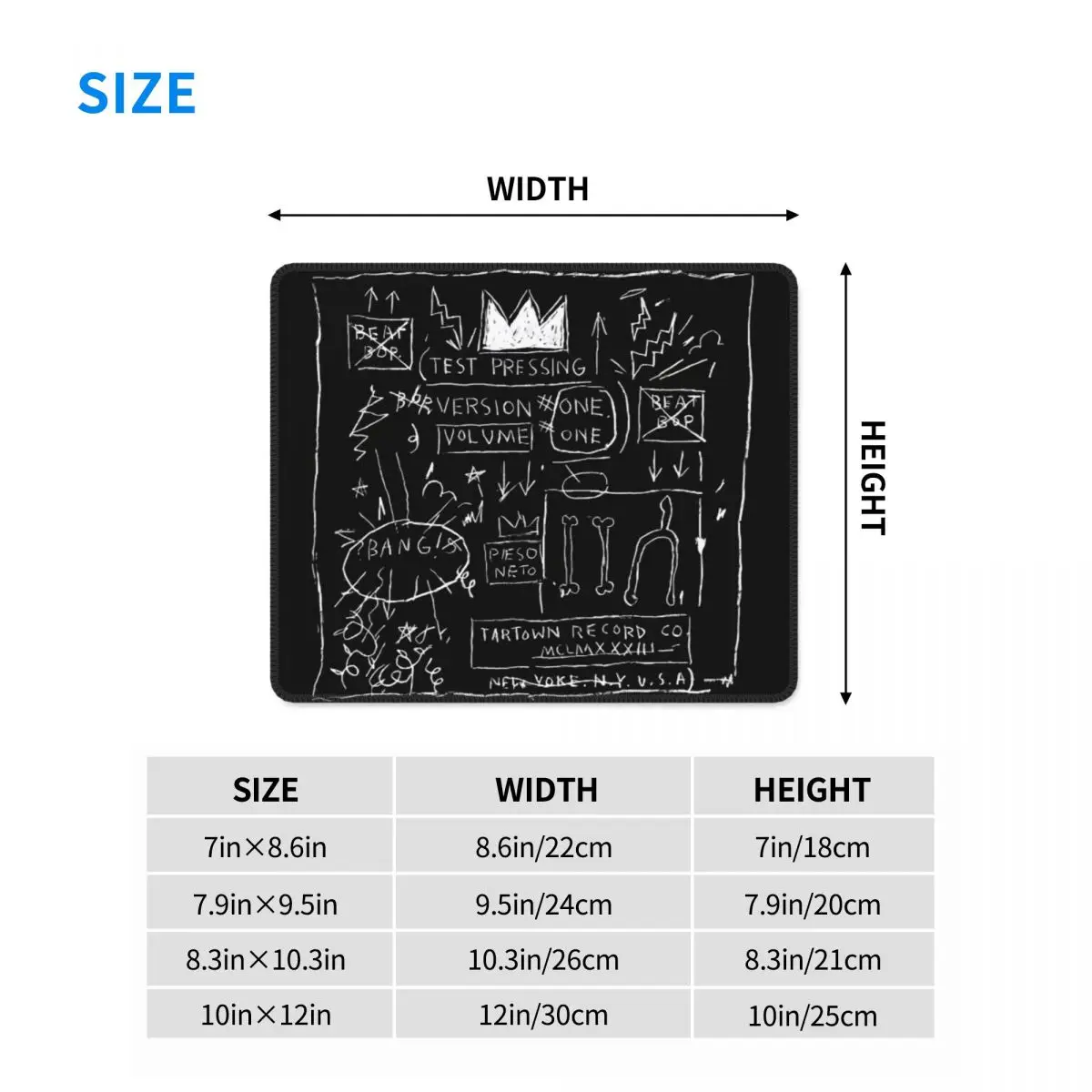 Basquiats Computer Mouse Pads Waterproof Mousepad with Stitched Edges Non-Slip Rubber Pop Art Mouse Mat for Gaming images - 6