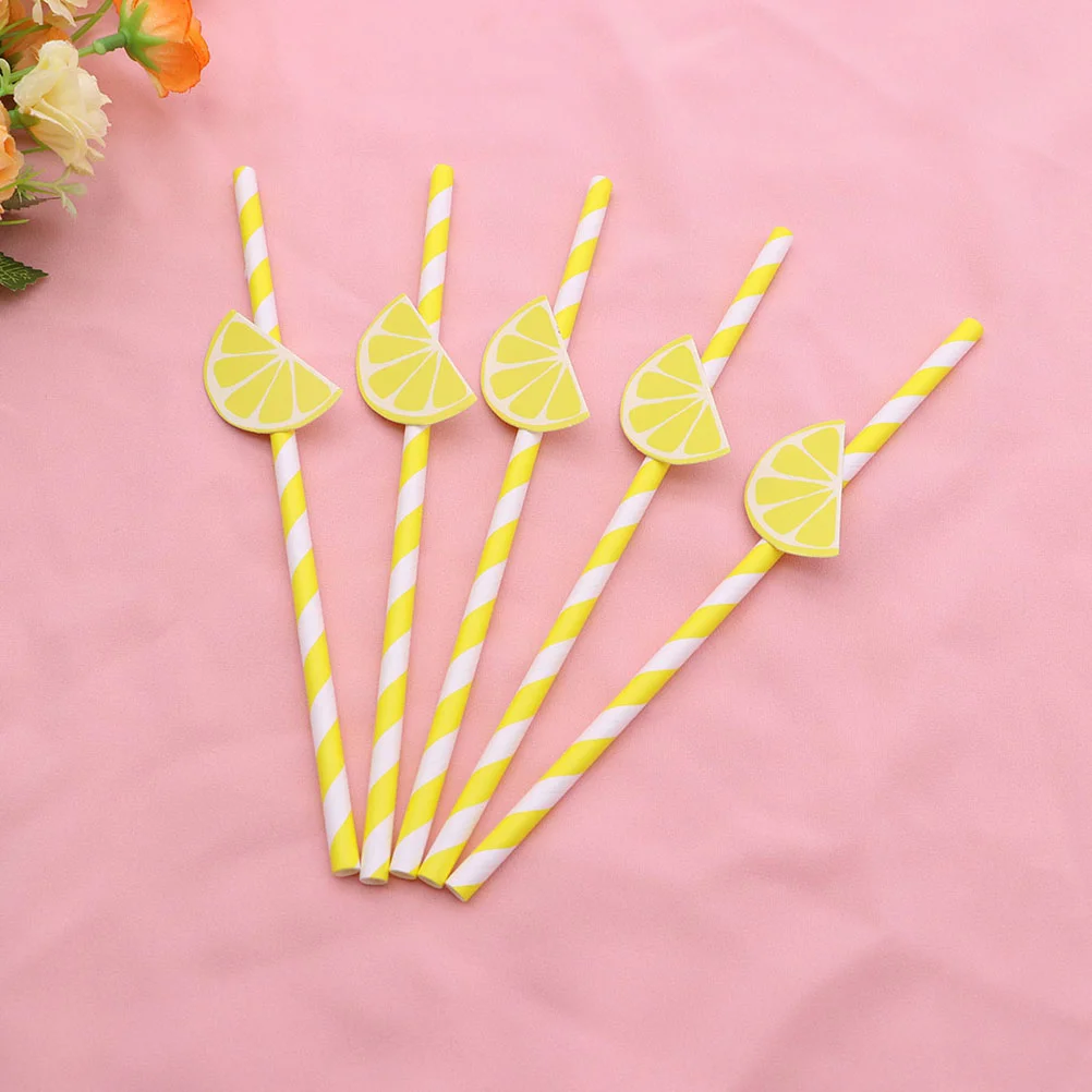 

30pcs Hawaii Lemon Fruit Paper Straws Party Supplies for Drinking