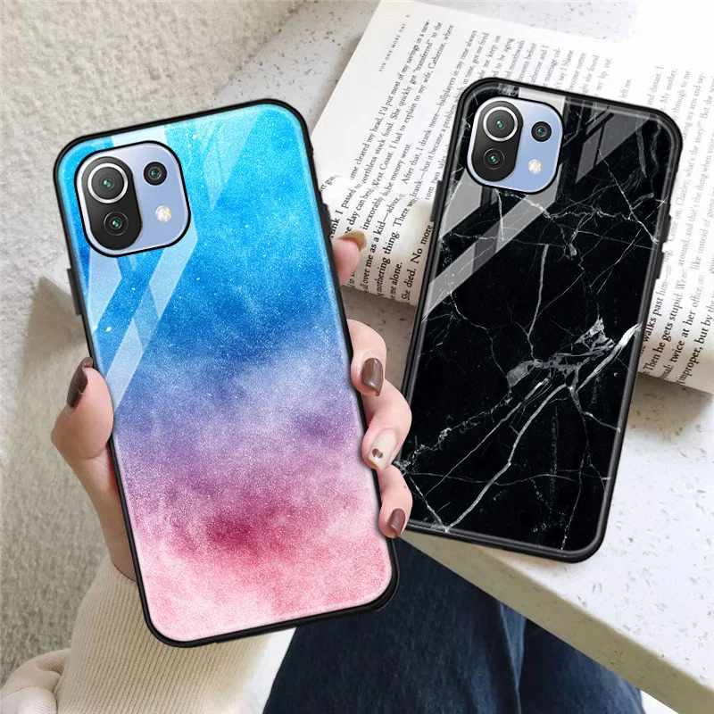 

Marble Tempered Glass Phone Case For Xiaomi Mi 11 Lite 5G 12 11T 12T 11i 10T Note 10 Pro 9 SE 8 Lite A3 Redmi 10A 10C Back Cover