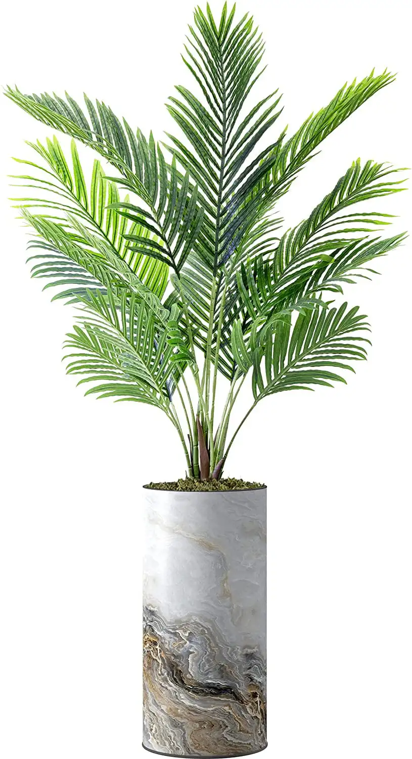 

Artificial Palm Tree in Modern Planter, Fake Areca Tropical Palm Silk Tree for Indoor Outdoor Home Decoration - 66"