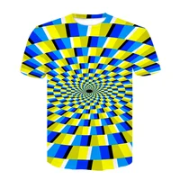 2022 Summer Fashion Colorful Optical Illusion Black-White Graphic T-shirt 3D Printing Tshirt Creative Psychedelic Tops Shirt