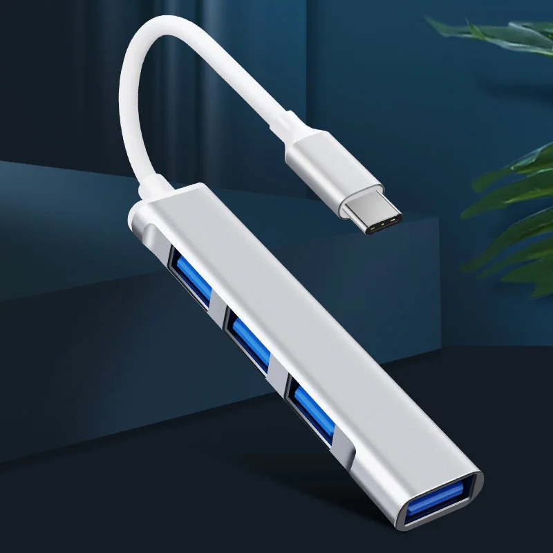 USB C Extensor Silver USB Hub 4 puertos tipo C a USB...