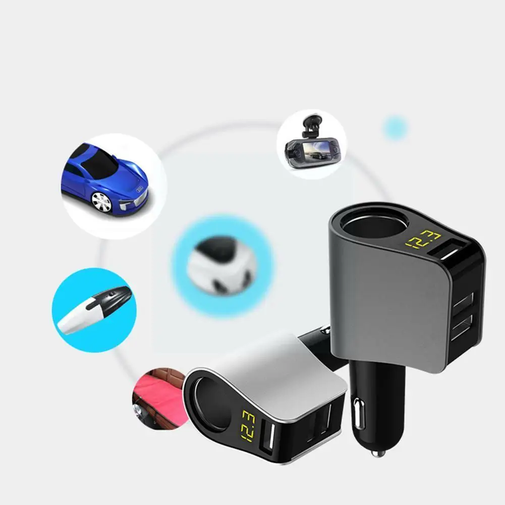 

New Cigarette Lighter 3 Usb Port Car Charger Car Charger Real- Voltage Detect Adapter Battery Fast Universal Char Y9j4