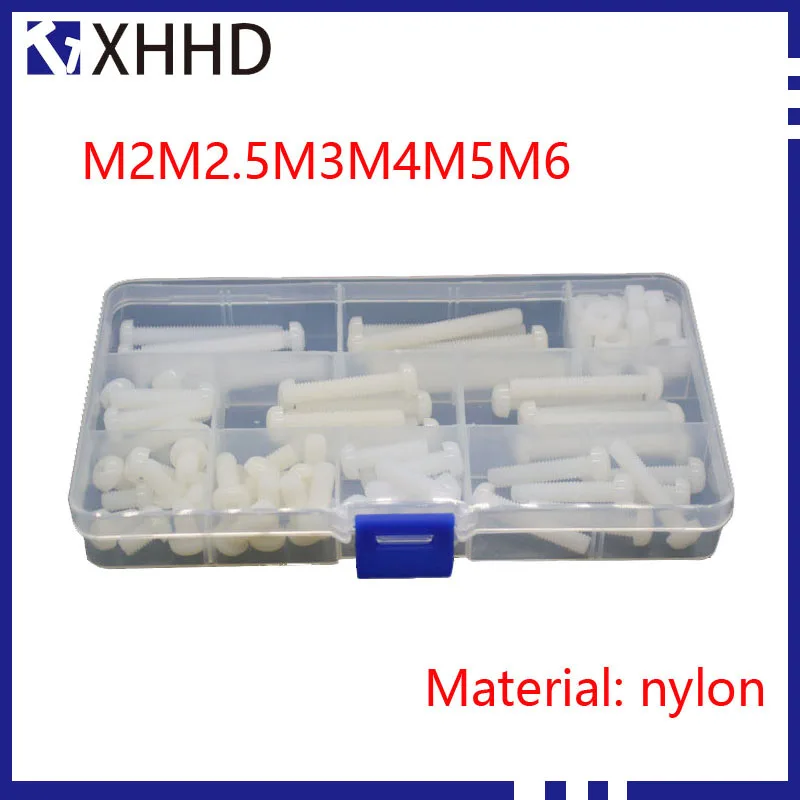 

M2 M2.5 M3 M4 M5 M6 Black and White Nylon Hexagon Nut Plastic Nut Plastic Screw Cap Bolt Cap Combination Set