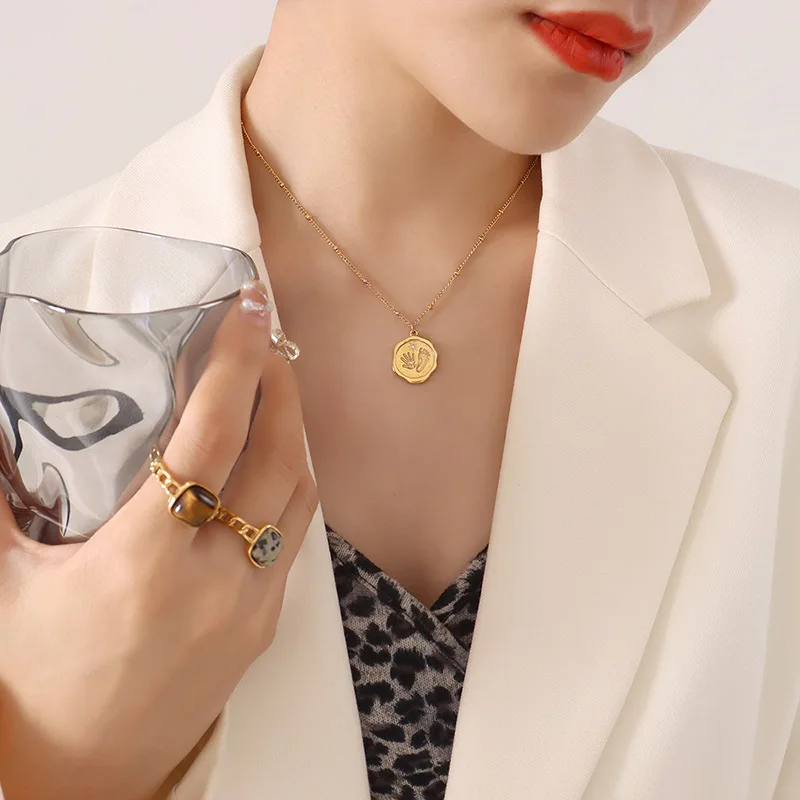 

Ожерелье с подвесками из титановой стали, с фианитами