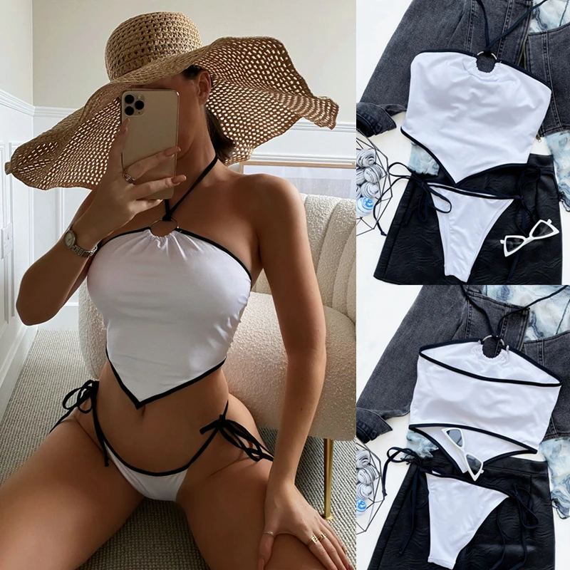 

Fashion Women's Swimsuit Sexy Two Pieces Bikini Set Low Waist Thong Biquini Micro Tanga Women Swimwear Beachwear Bathing Suit