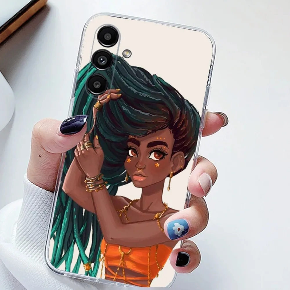 Черный чехол для телефона Melanin Poppin с Африканской девушкой Samsung Galaxy A71 70 52 51 40 31 A50 30S