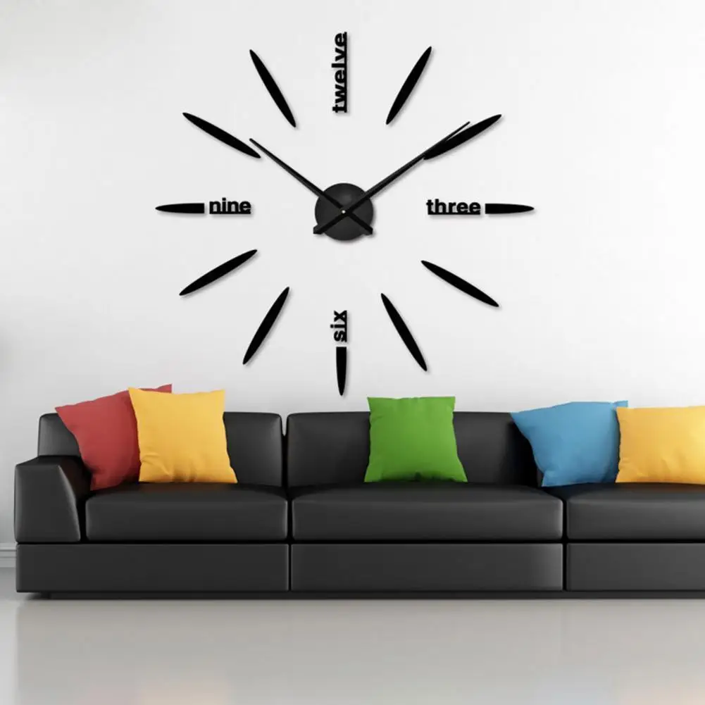 

3D DIY Practical Clock Fashion Wall Clock 1 Set Mirror Proces s Wall Clock
