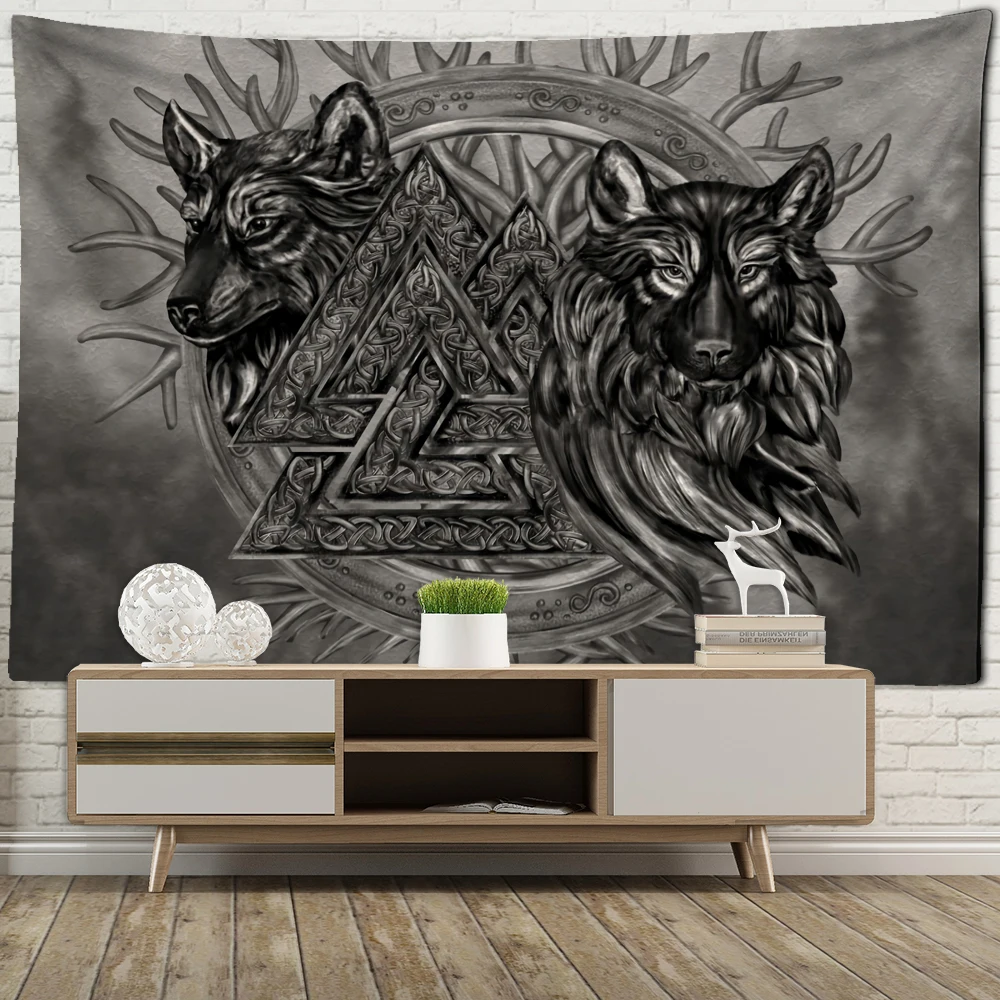 

Viking Tapestry Wall Hanging Decor Home Room Witchcraft Hippie Mandala Astrology Wallpaper Bedroom DORM Tarot Sun Moon Custom