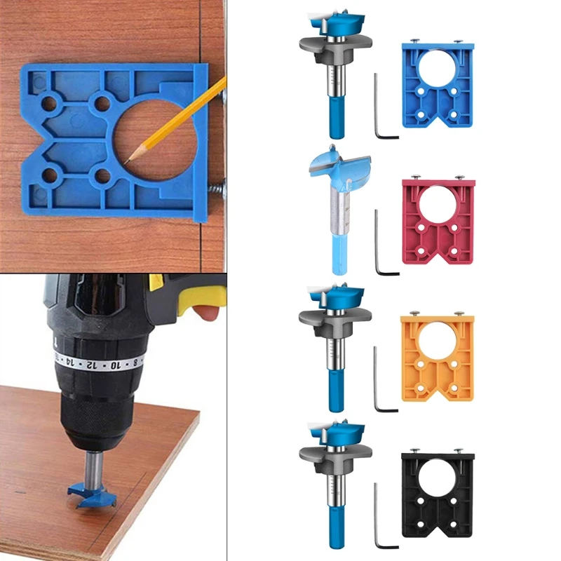 

35mm Hinge Drilling Jig Hole Guide Woodworking DIY Tools for Kitchen Cabinet Doors Hinge Gift for Carpenter M4YD